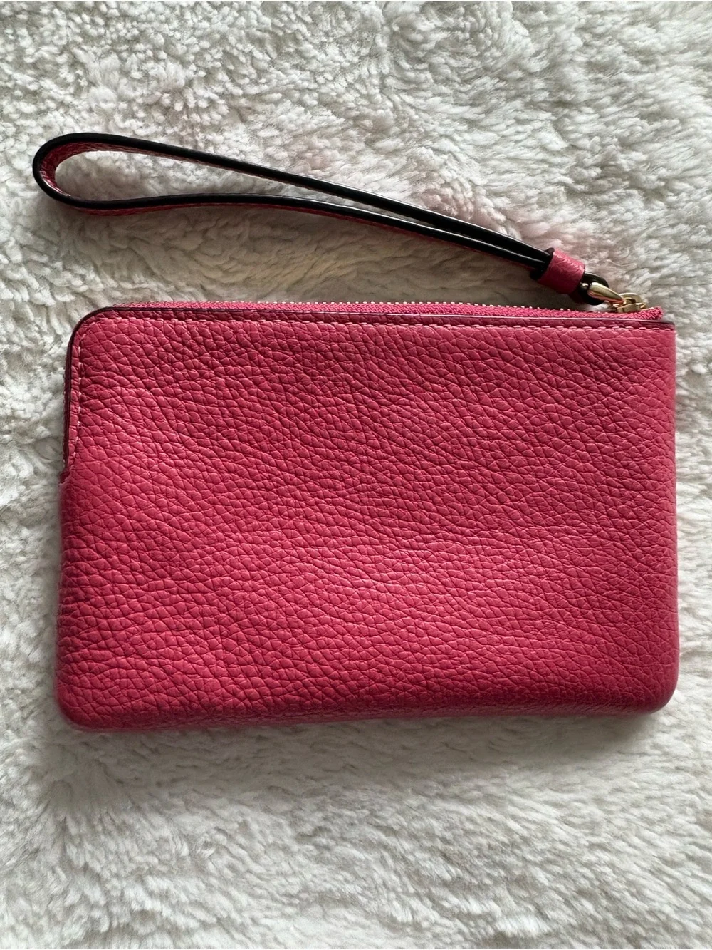 Like New Coach Pink Pebbled Leather Wristlet with Embossed Logo